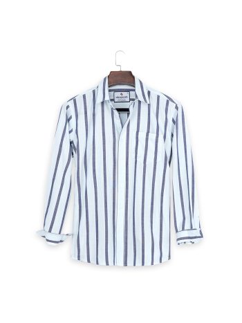 OBOYOOB Men's Navy Striped Shirt