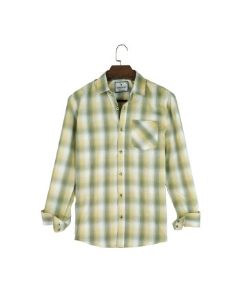 Oboyoob Yellow Green Olive Men’s Check Shirt